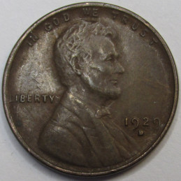 1929 D Lincoln Wheat Cent - antique Denver mintmark American wheat penny coin