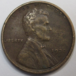 1920 S Lincoln Wheat Cent - antique San Francisco mintmark American wheat penny