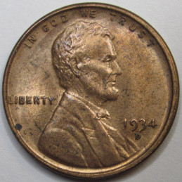 1934 D Lincoln Wheat Cent - antique Great Depresssion era Denver mintmark American wheat penny