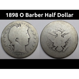 1898 O Barber Half Dollar - antique New Orleans mint low mintage American silver half dollar