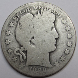 1899 O Barber Half Dollar - antique New Orleans mint pre 1900 American silver half dollar