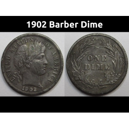 1902 Barber Dime - antique turn of the century American sivler dime