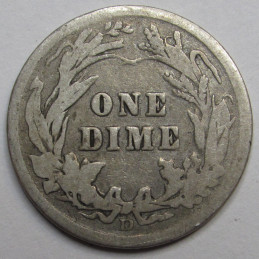 1912 D Barber Dime - antique Denver mintmark American silver dime