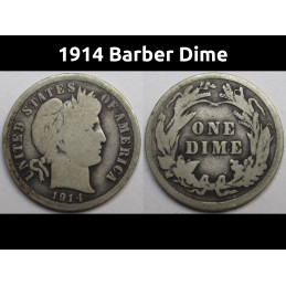 1914 Barber Dime - antique American silver dime coin