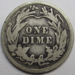 1914 Barber Dime - antique American silver dime coin