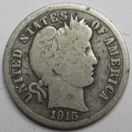 1915 Barber Dime - antique American silver dime coin