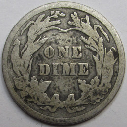 1915 Barber Dime - antique American silver dime coin