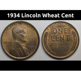 1934 Lincoln Wheat Cent - antique Great Depression era uncirculated penny