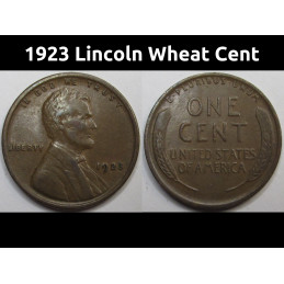 1923 Lincoln Wheat Cent - antique higher grade American wheat penny