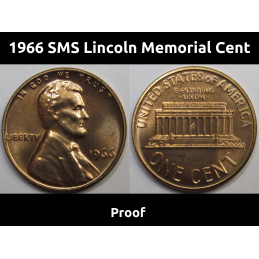 1966 SMS Lincoln Memorial Cent - vintage Special Mint Set prooflike penny