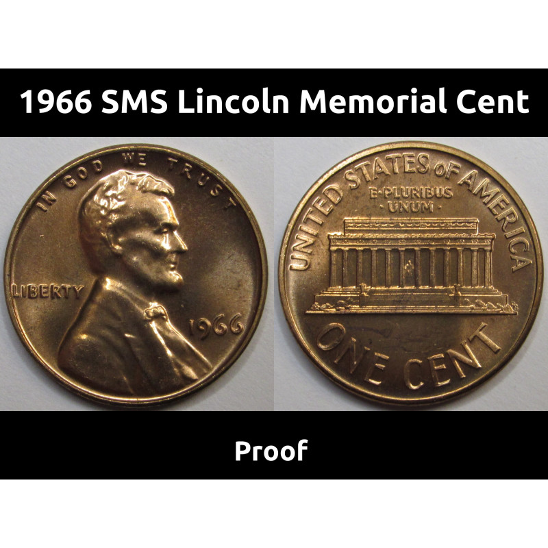 1966 SMS Lincoln Memorial Cent - vintage Special Mint Set prooflike penny