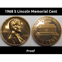 1968 S Lincoln Memorial Cent - vintage San Francisco mintmark memorial penny