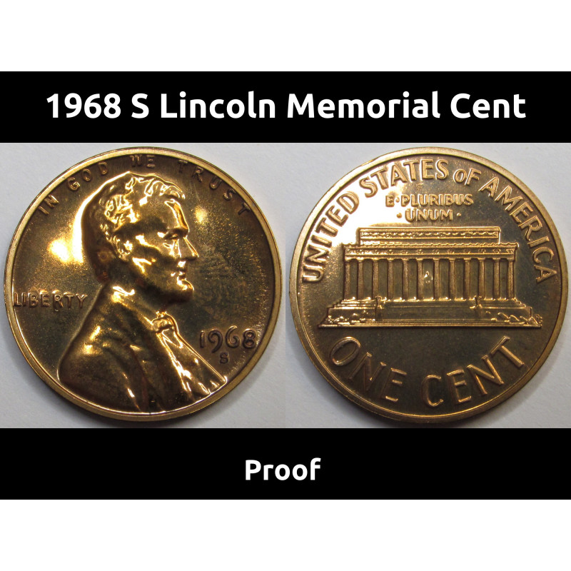 1968 S Lincoln Memorial Cent - vintage San Francisco mintmark memorial penny