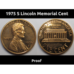 1975 S Lincoln Memorial Cent - vintage proof American penny