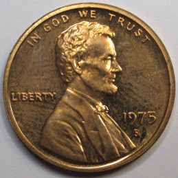 1975 S Lincoln Memorial Cent - vintage proof American penny