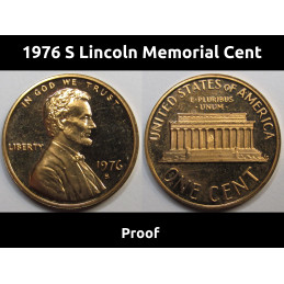 1976 S Lincoln Memorial Cent - proof - vintage American flashy coin