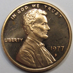 1977 S Lincoln Memorial Cent - vintage proof American penny