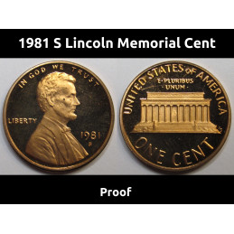 1981 S Lincoln Memorial Cent - vintage San Francisco mintmark proof penny