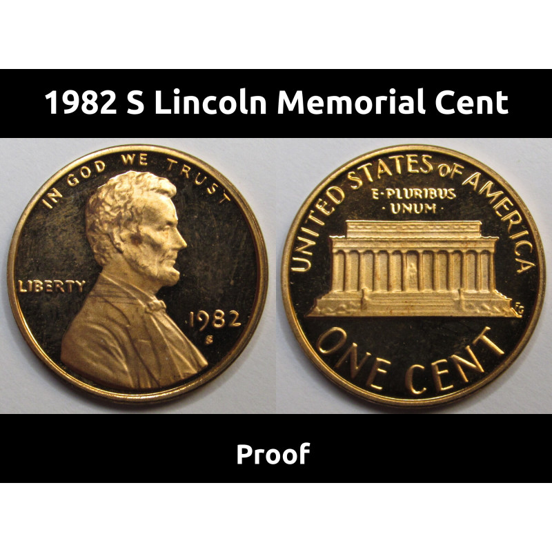 1982 S Lincoln Memorial Cent - vintage San Francisco mintmark proof penny