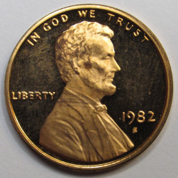 1982 S Lincoln Memorial Cent - vintage San Francisco mintmark proof penny