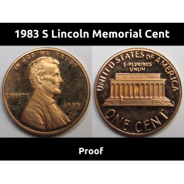 1983 S Lincoln Memorial Cent - vintage San Francisco mintmark American proof coin