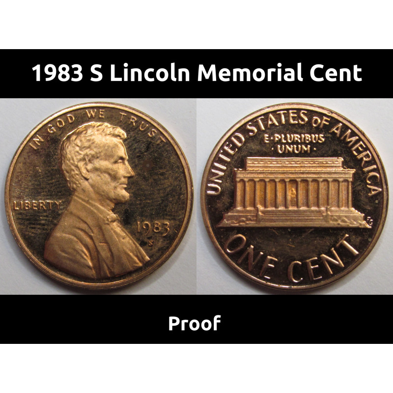 1983 S Lincoln Memorial Cent - vintage San Francisco mintmark American proof coin