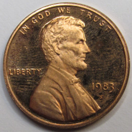 1983 S Lincoln Memorial Cent - vintage San Francisco mintmark American proof coin