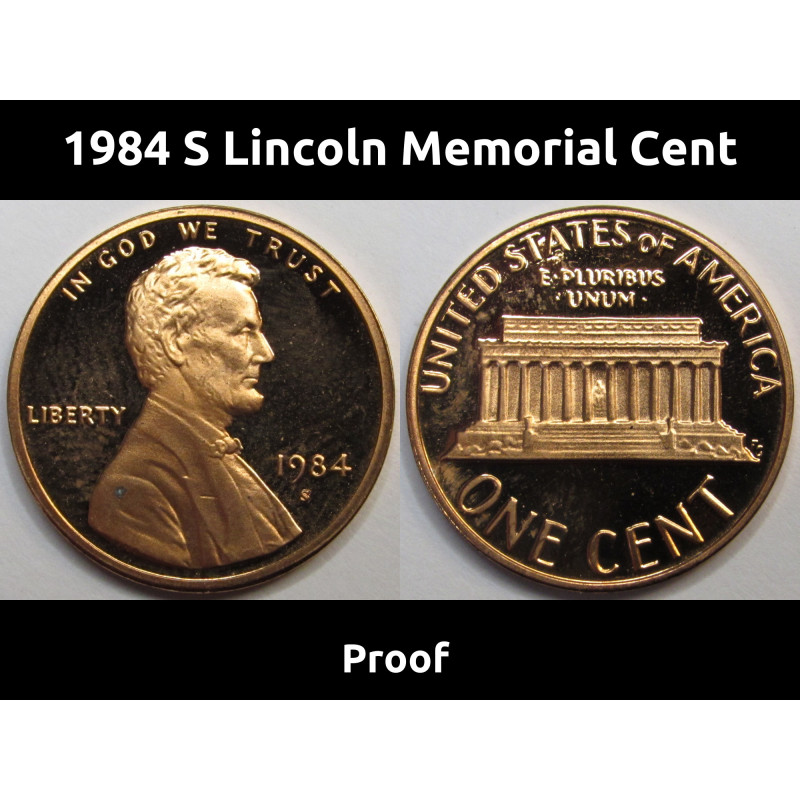 1984 S Lincoln Memorial Cent - vintage San Francisco mintmark American proof penny