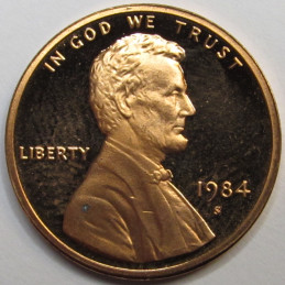 1984 S Lincoln Memorial Cent - vintage San Francisco mintmark American proof penny