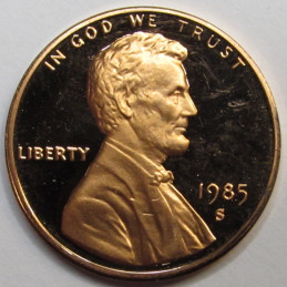 1985 S Lincoln Memorial Cent - proof - vintage American memorial penny