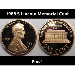 1988 S Lincoln Memorial Cent - vintage Memorial proof penny