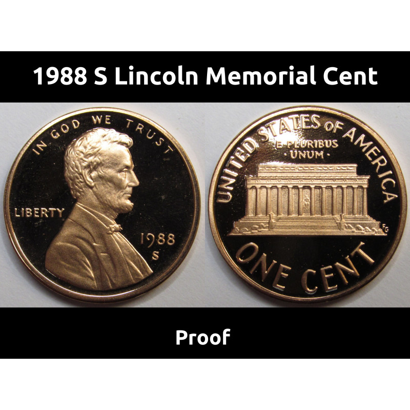 1988 S Lincoln Memorial Cent - vintage Memorial proof penny