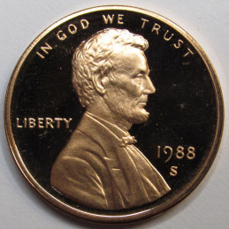 1988 S Lincoln Memorial Cent - vintage Memorial proof penny