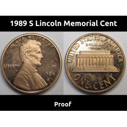 1989 S Lincoln Memorial Cent - vintage American proof penny