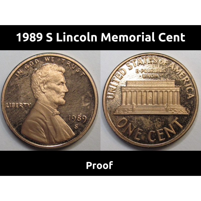 1989 S Lincoln Memorial Cent - vintage American proof penny