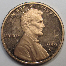 1989 S Lincoln Memorial Cent - vintage American proof penny