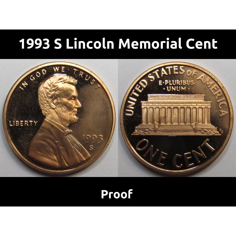 1993 S Lincoln Memorial Cent - vintage proof American memorial cent