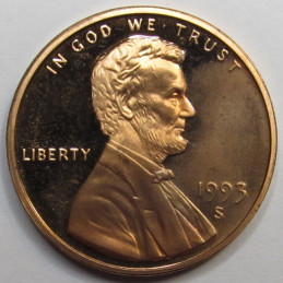 1993 S Lincoln Memorial Cent - vintage proof American memorial cent