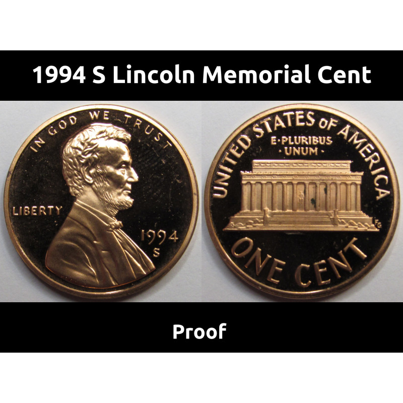 1994 S Lincoln Memorial Cent - vintage San Francisco mintmark proof penny