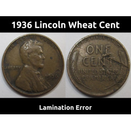 1936 Lincoln Wheat Cent - lamination error - unique penny