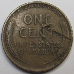 1936 Lincoln Wheat Cent - lamination error - unique penny