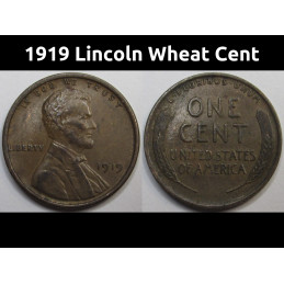 1919 Lincoln Wheat Cent - antique higher grade American wheat penny coin