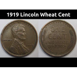 1919 Lincoln Wheat Cent - antique higher grade American wheat penny