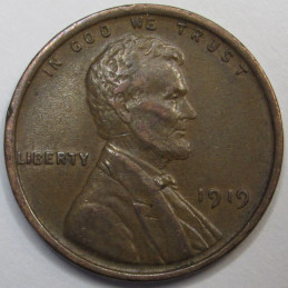 1919 Lincoln Wheat Cent - antique higher grade American wheat penny