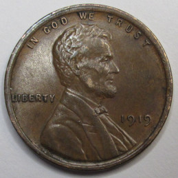 1919 Lincoln Wheat Cent - higher grade antique American wheat penny