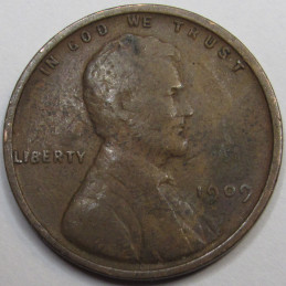 1909 VDB Lincoln Wheat Cent - antique first year of issue famous VDB penny