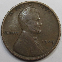 1909 VDB Lincoln Wheat Cent - antique first year of issue VDB wheat penny