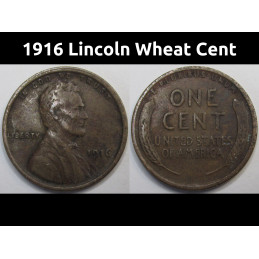 1916 Lincoln Wheat Cent - antique higher grade American wheat penny coin