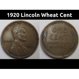 1920 Lincoln Wheat Cent - antique higher grade American wheat penny coin