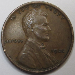 1920 Lincoln Wheat Cent - antique higher grade American wheat penny coin